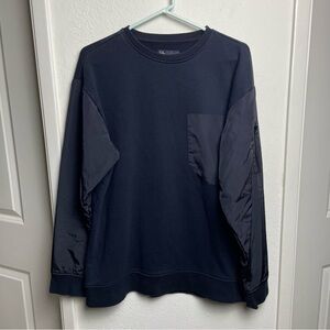 Orginal Use Sweater Men’s Size M Black Pullover Crew Neck Pocket Tee Side Zip